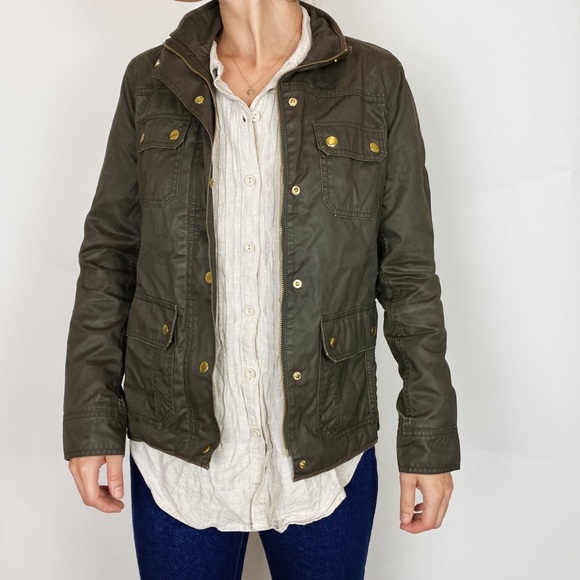 J Crew Downtown Field Jacket Military Snap Coat XS - Picture 1 of 3